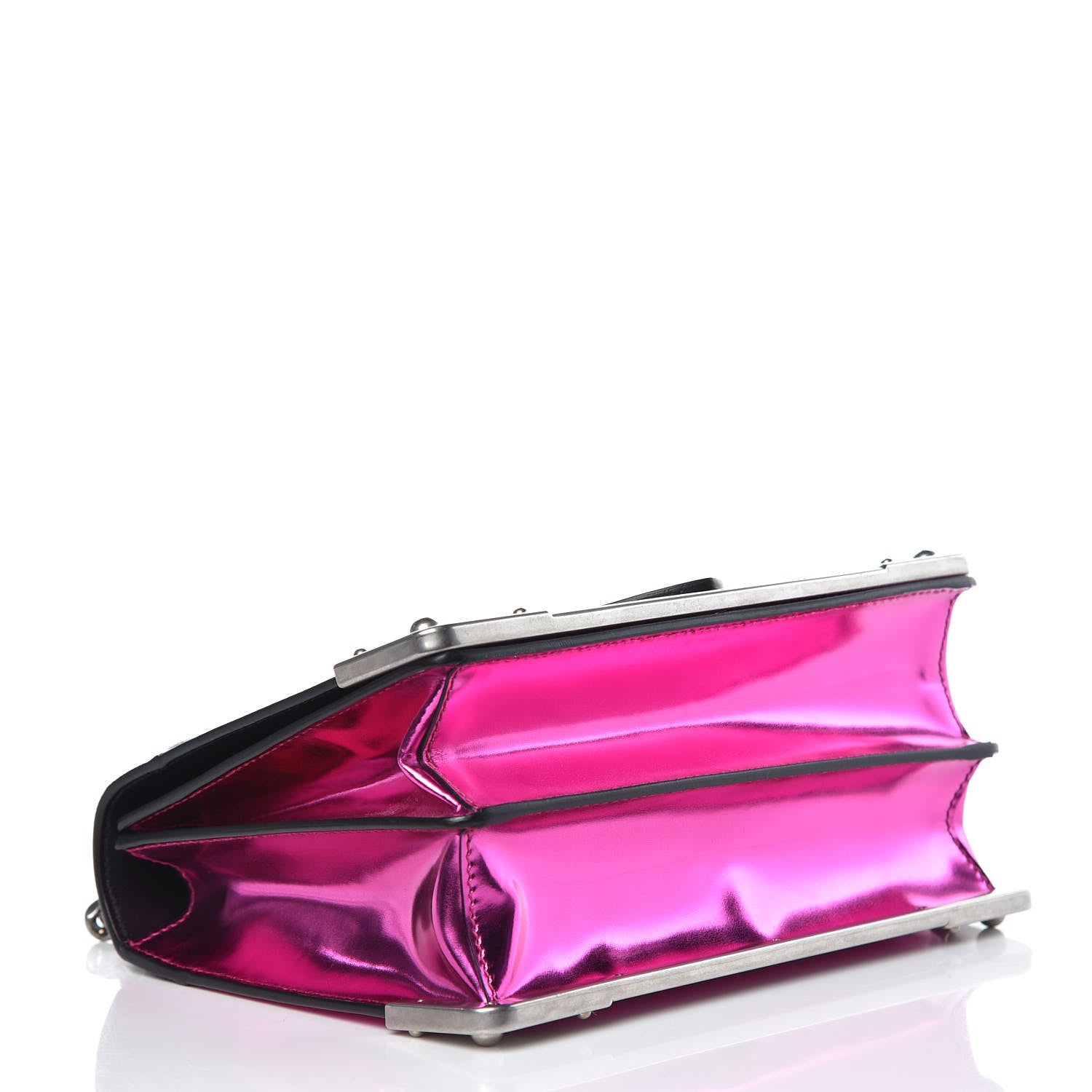 Prada Metallic Vitello Saffiano Cahier Bag Fuxia Black 4 of 10