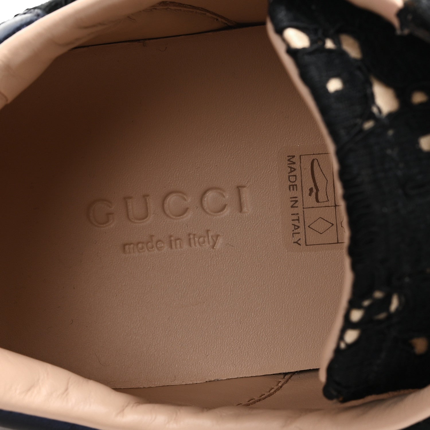 Gucci Lace Crystal Sylvie Web Flower Leaf Womens Ace Sneakers 37 Black Tan Beige 8 of 11