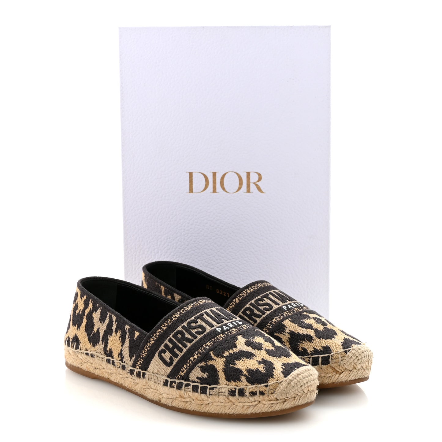 Cotton Embroidered Leopard Print Granville Espadrille 37 Natural
