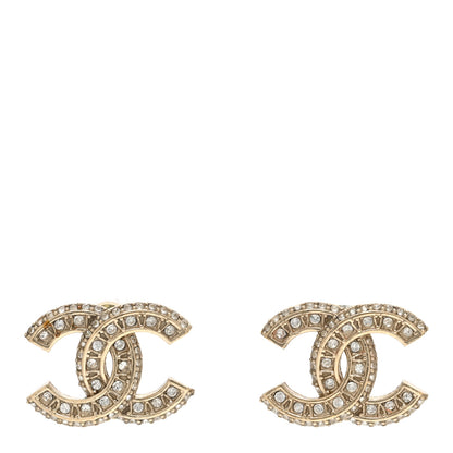 Chanel Crystal Timeless CC Earrings Light Gold 1 of 4