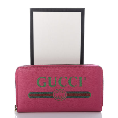 Gucci Grained Calfskin Logo Zip Around Wallet Box Pink Green 7 of 7