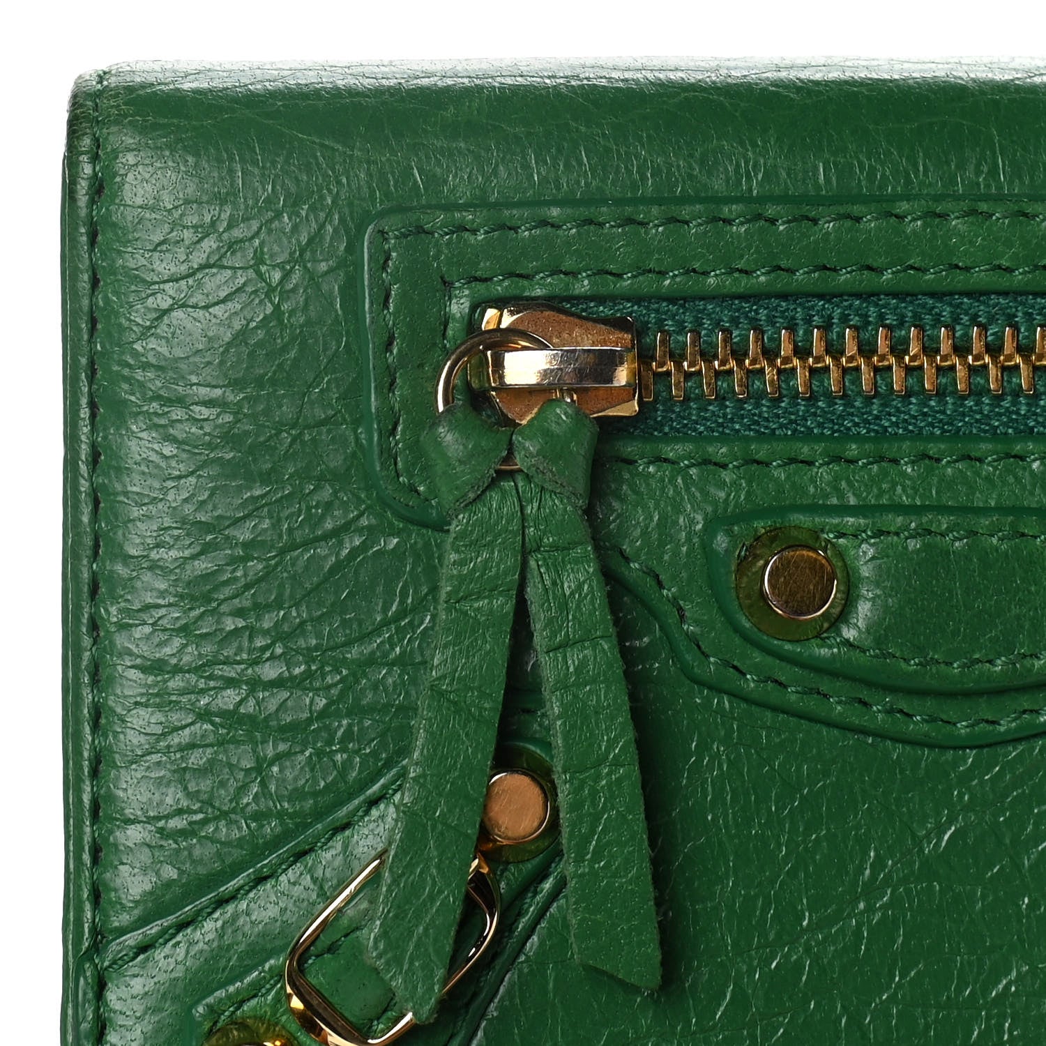 Balenciaga Agneau Arena Classic Gold Hardware Mini Wallet Vert Trefle 14 of 18
