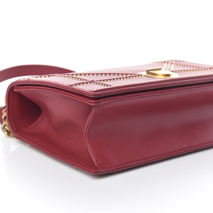 Christian Dior Calfskin Studded Medium Diorama Flap Bag Burgundy 6 of 7