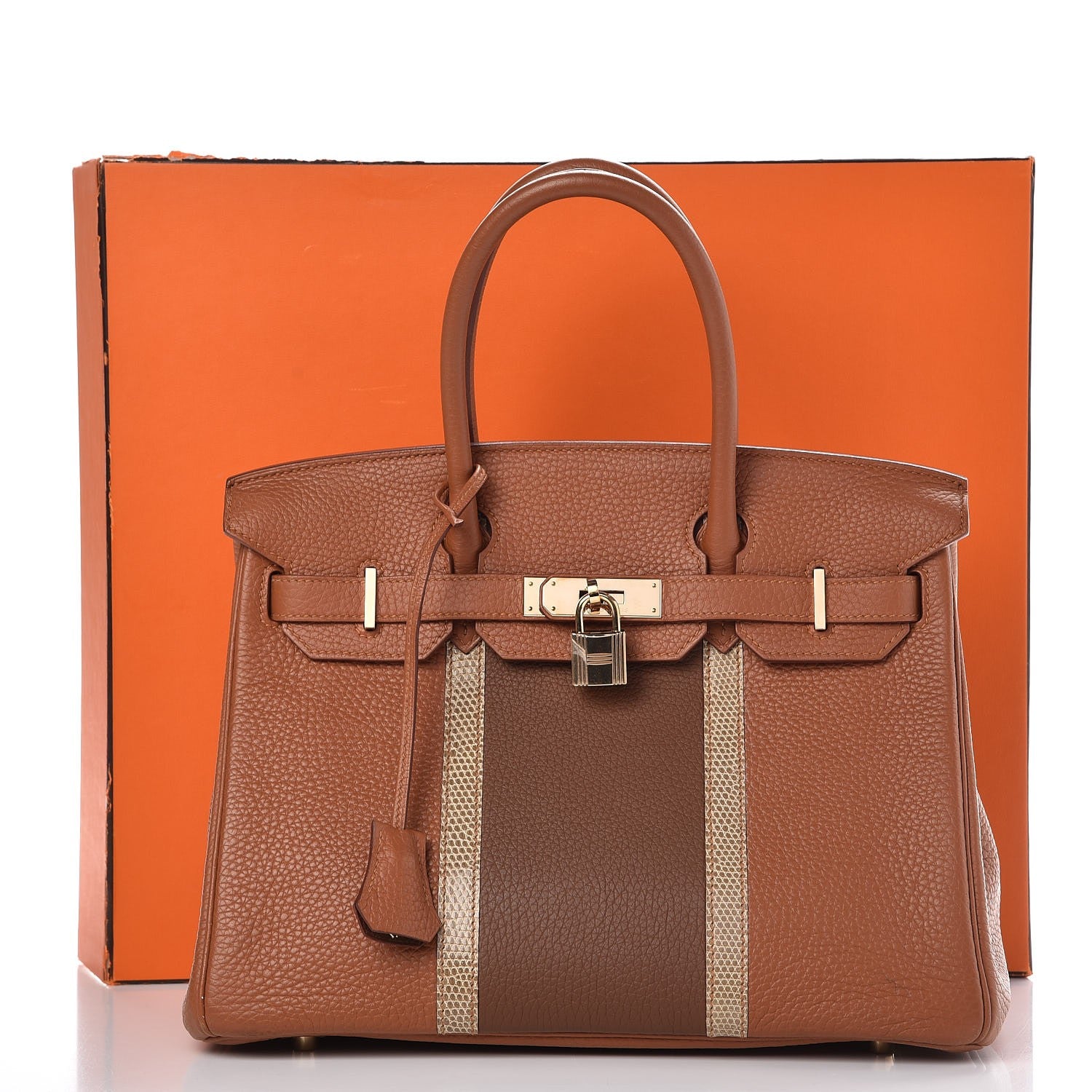 Hermes Taurillon Clemence Lizard Club Birkin 30 Gold Marron D'Inde 30 of 34