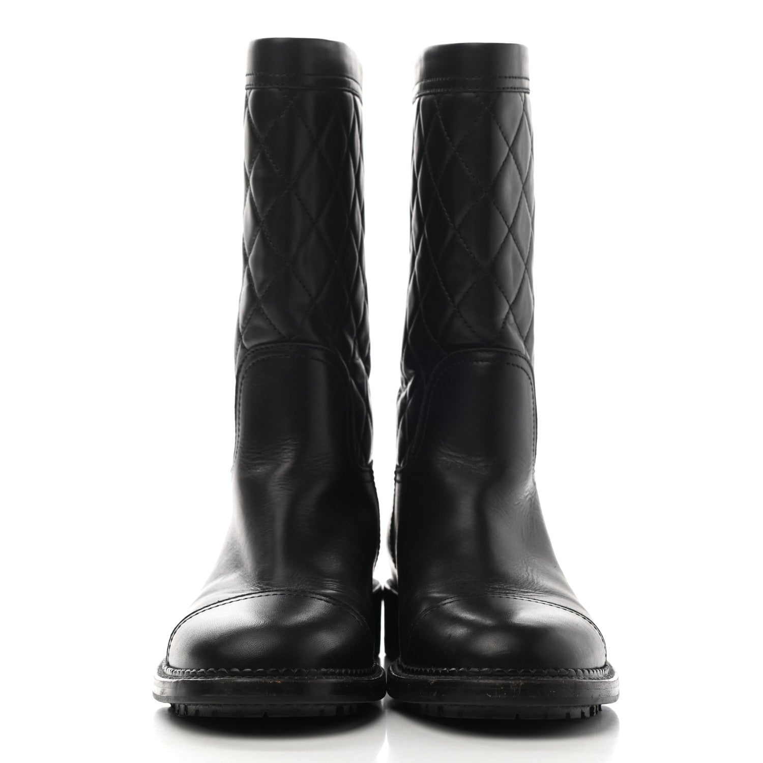 Chanel Calfskin Quilted Boots 37 Black 2 of 12