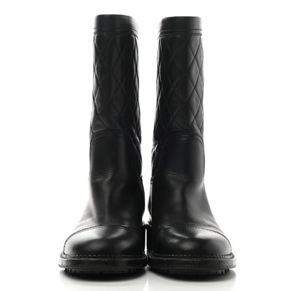 Chanel Calfskin Quilted Boots 37 Black 2 of 12