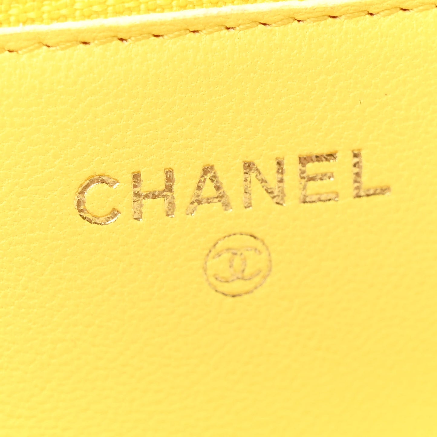 Lambskin Quilted Wallet on Chain WOC Yellow