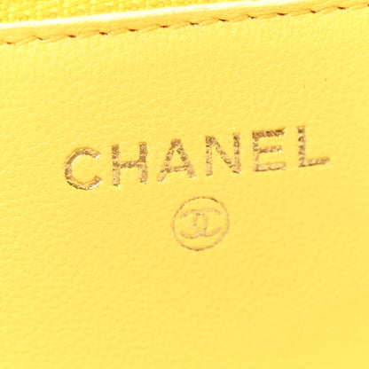 Chanel Lambskin Quilted Wallet on Chain WOC Yellow 6 of 12