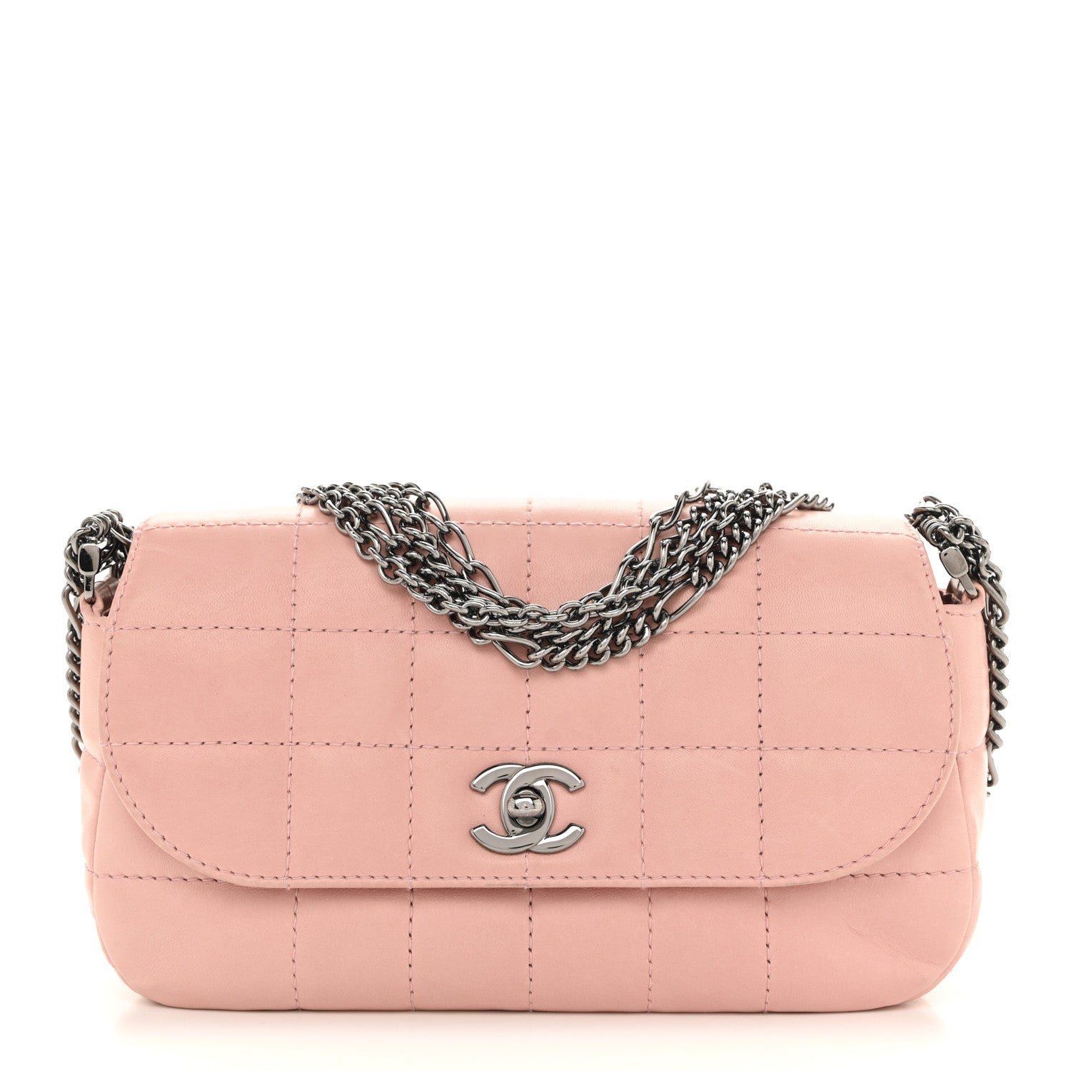 Chanel Lambskin Quilted Chocolate Bar 4 Chain Flap Pink 1 of 11