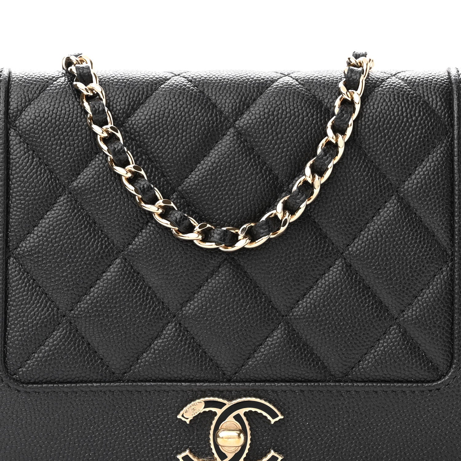 Chanel Caviar Quilted Vintage Mademoiselle Wallet On Chain WOC Black 9 of 12
