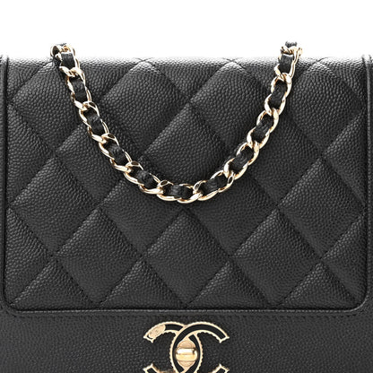 Chanel Caviar Quilted Vintage Mademoiselle Wallet On Chain WOC Black 9 of 12