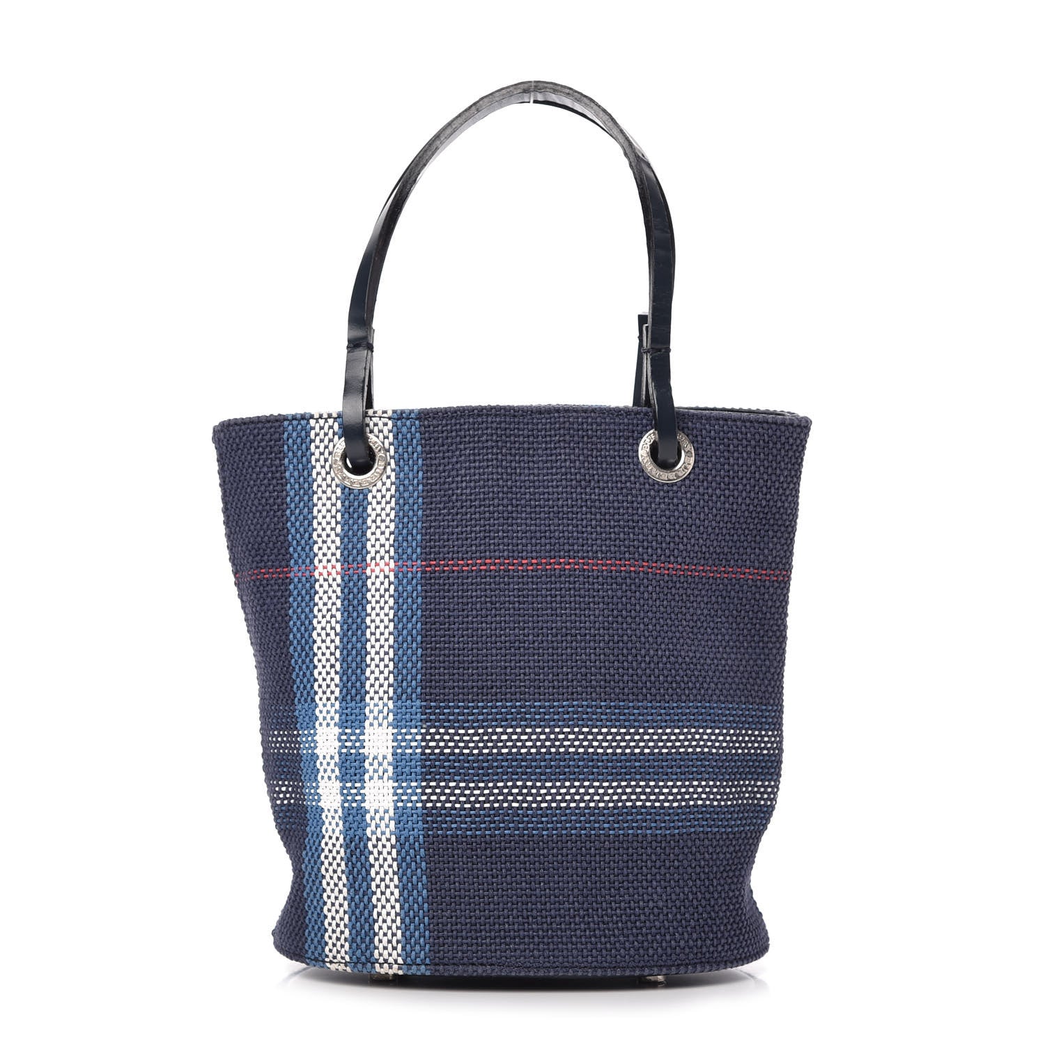Burberry Canvas Woven Color Check Bucket Bag Blue 1 of 8