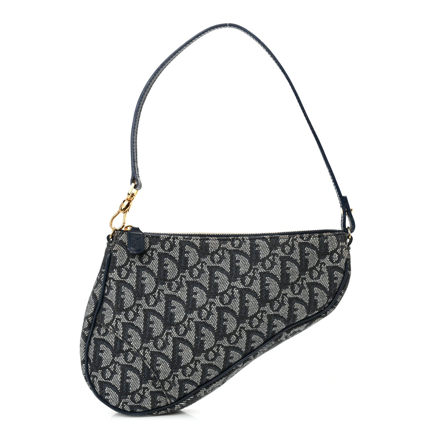 Christian Dior Monogram Mini Saddle Pochette Navy 1 of 12