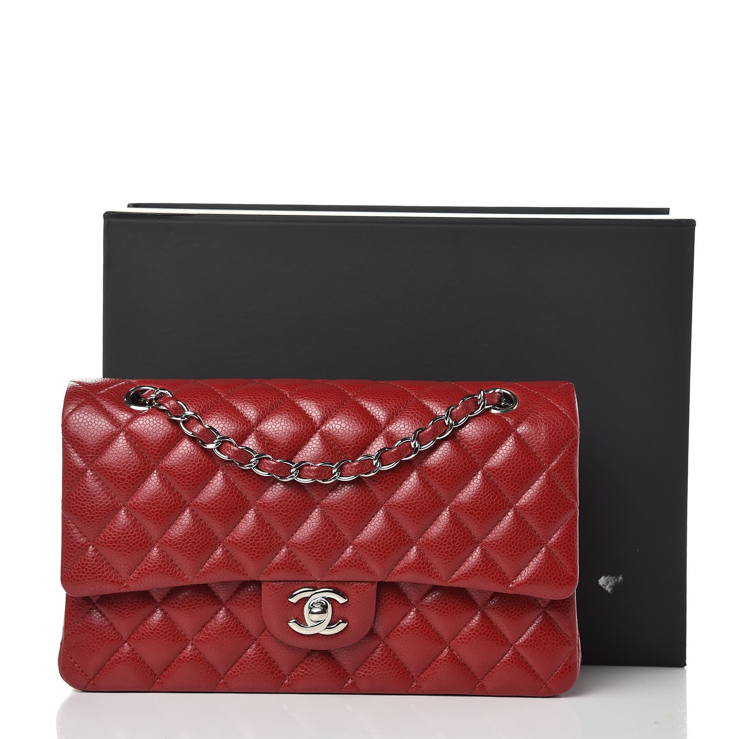 Chanel Caviar Quilted Medium Double Flap Dark Red 12 of 12