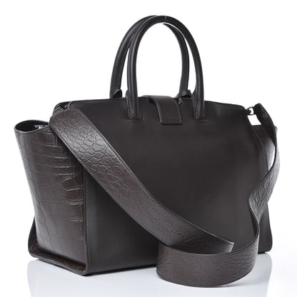 Saint Laurent Calfskin Crocodile Embossed Small Monogram Downtown Cabas Earth 4 of 9
