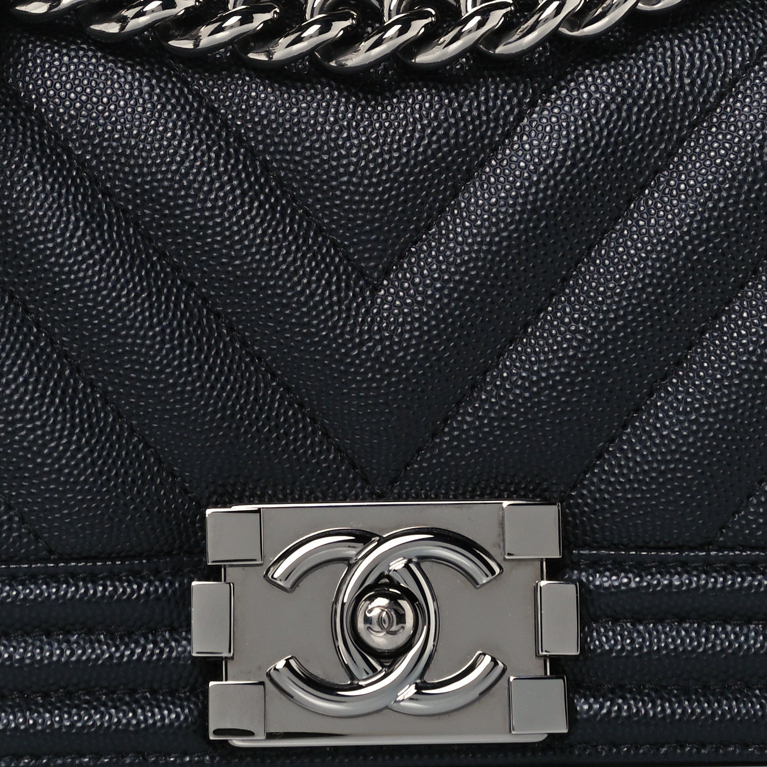 Chanel Caviar Chevron Quilted Small Boy Flap Black 8 of 10