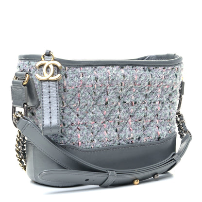 Chanel Tweed Calfskin Quilted Small Gabrielle Hobo Grey 2 of 5