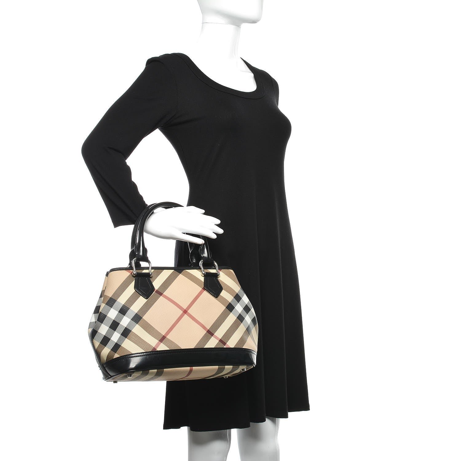 Burberry Patent Supernova Check Tote Black 2 of 11