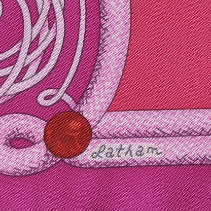 Hermes Silk Brandebourgs Pocket Square Scarf Cyclamen Rose Mauve 4 of 7