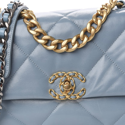 Chanel Goatskin Quilted Medium 19 Flap Blue 10 of 11