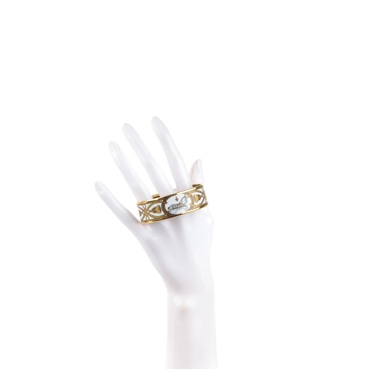 Enamel Printed Wide Grand Apparat Bracelet White 65