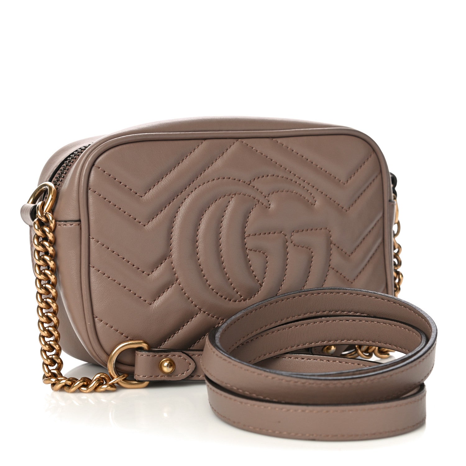 Gucci Calfskin Matelasse Mini GG Marmont Chain Shoulder Bag Porcelain Rose 3 of 11