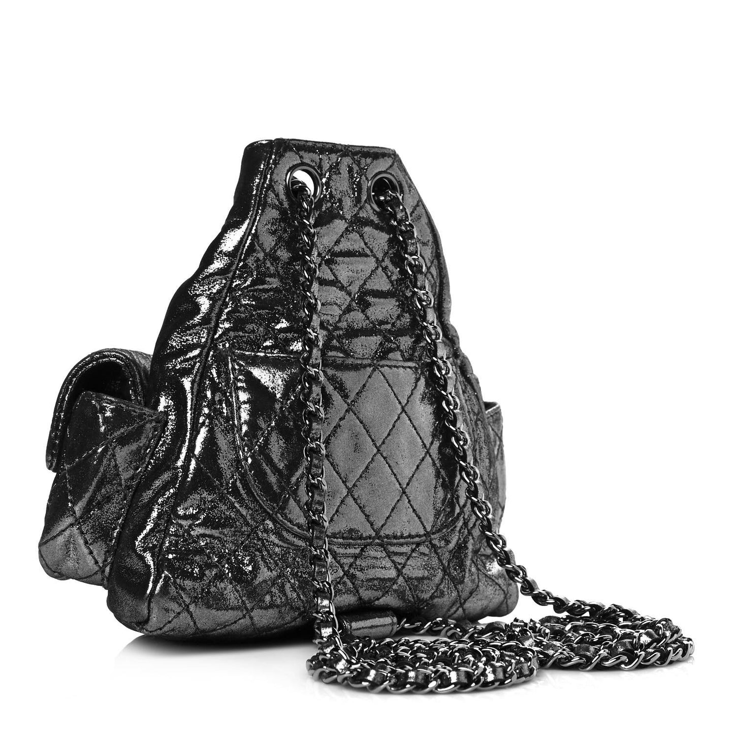 Iridescent Calfskin Mini Backpack Is Back Silver