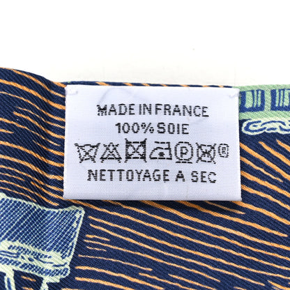 Hermes Silk Super Silk Quest Twilly Bleu Cobalt Rose Jaune 5 of 5