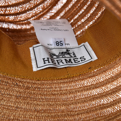 Hermes Straw Grosgrain Hat 58 6 of 6