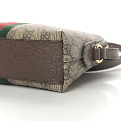 Gucci GG Supreme Monogram Textured Dollar Calfskin Web Small Ophidia Dome Shoulder Bag Beige Ebony New Acero 10 of 11