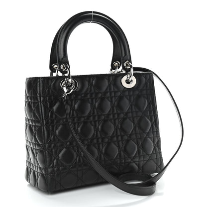 Christian Dior Lambskin Cannage Medium Lady Dior Black 2 of 9