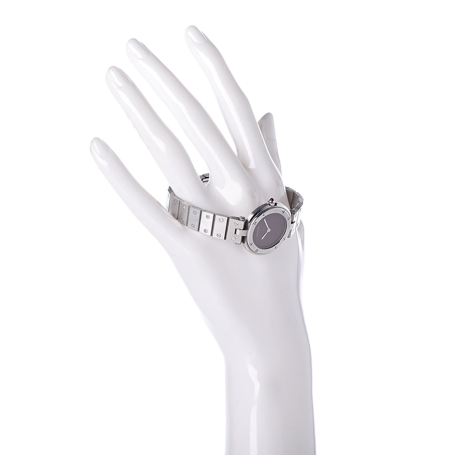 Cartier Stainless Steel 27mm Santos Round Quartz Watch Burgundy 2 of 6