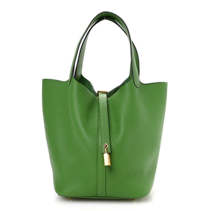 Hermes Taurillon Clemence Picotin Lock 22 MM Vert Yucca 1 of 12