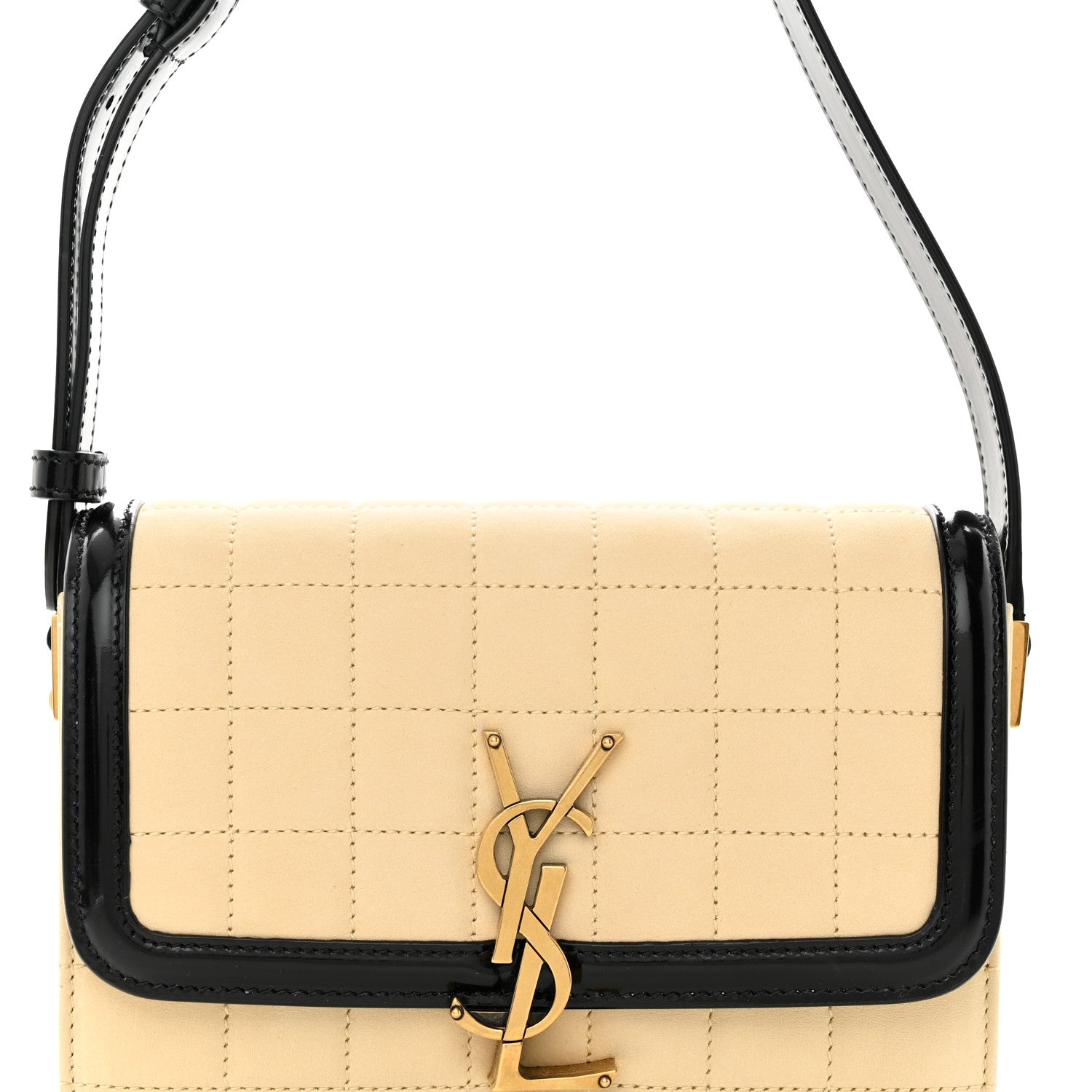 Saint Laurent Suede Quilted Monogram Small Solferino Satchel Burro Black 7 of 10