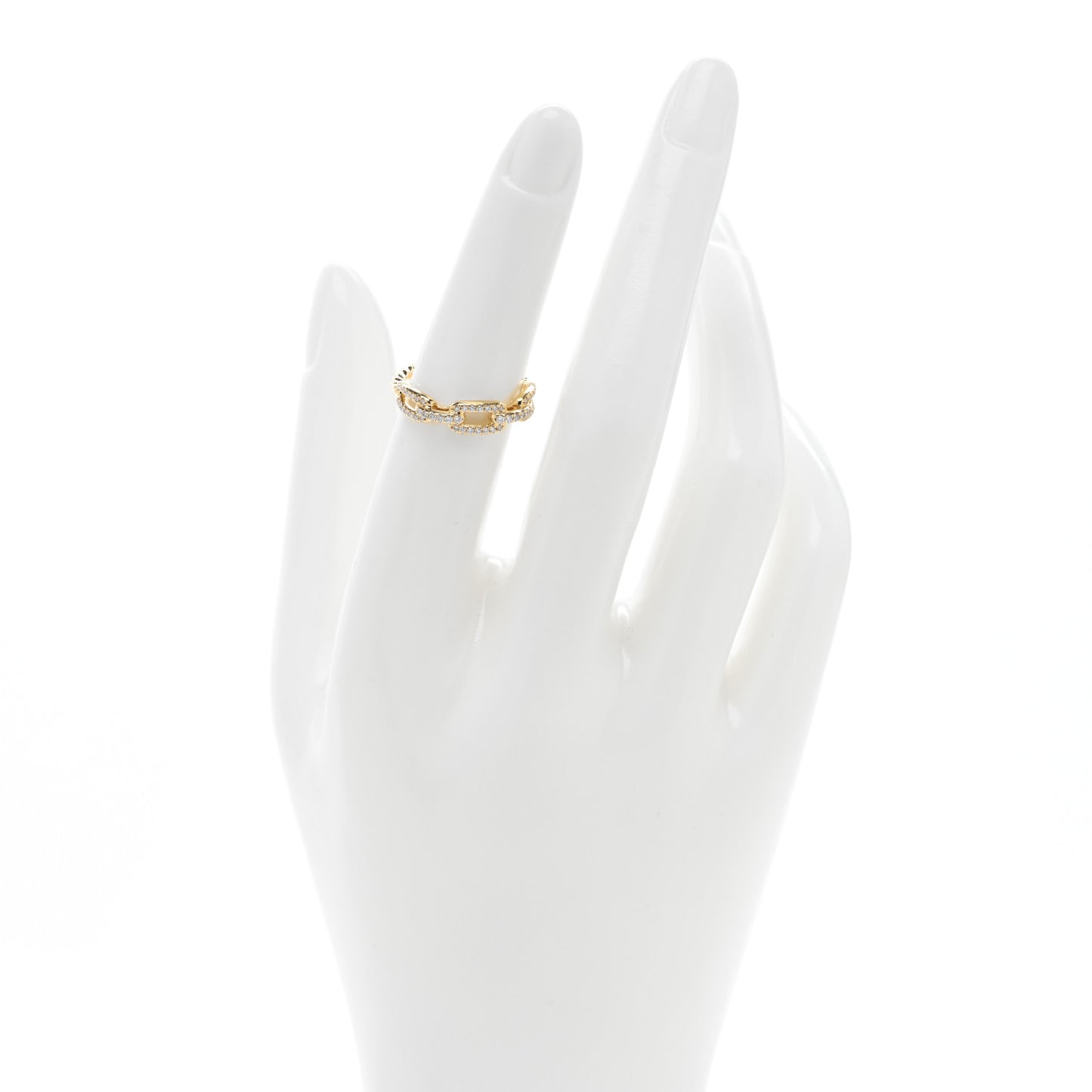 18K Yellow Gold Diamond 4.5mm Stax Single Row Chain Link Ring 50 5.5
