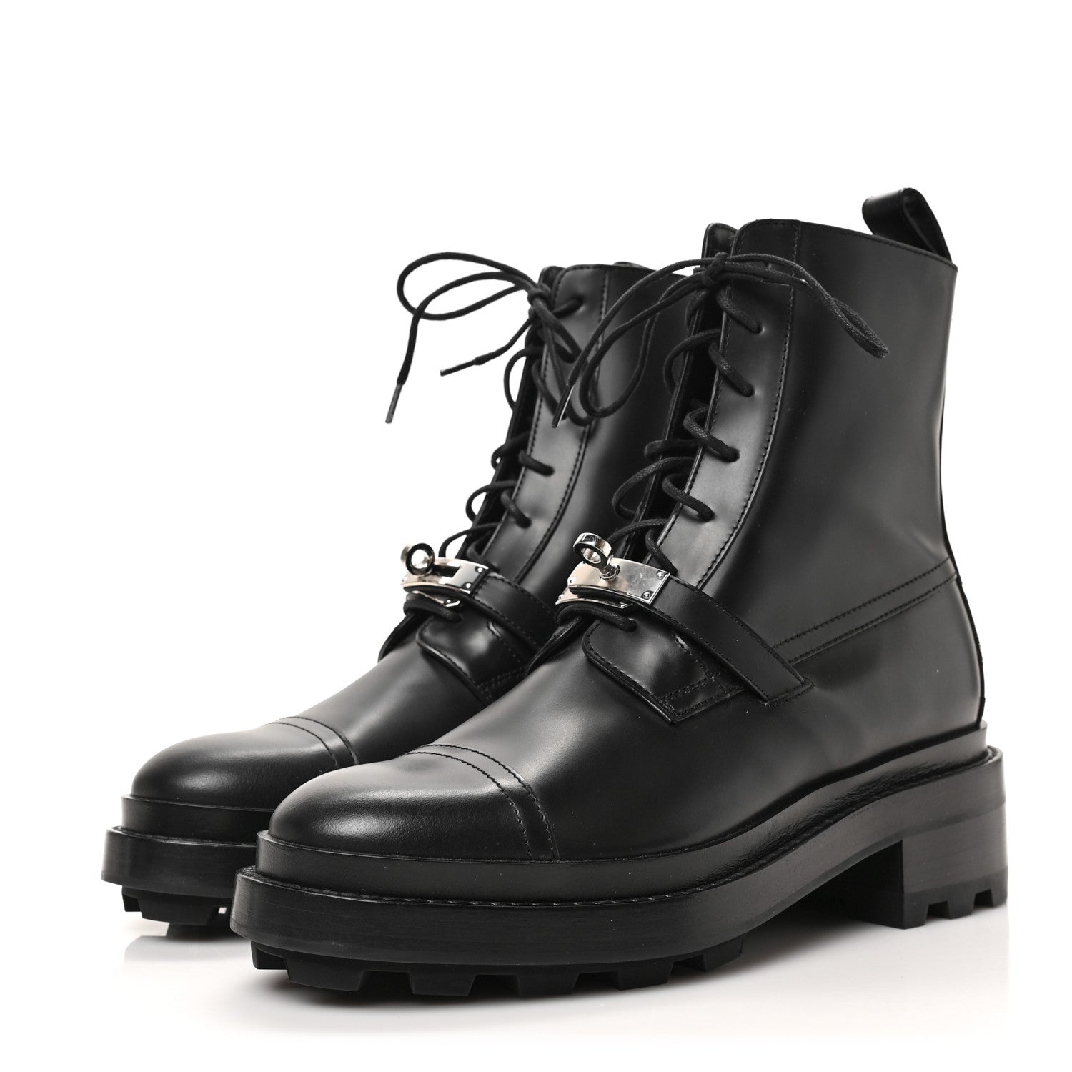 Hermes Glossed Calfskin Funk Ankle Boots 37.5 Black 3 of 6