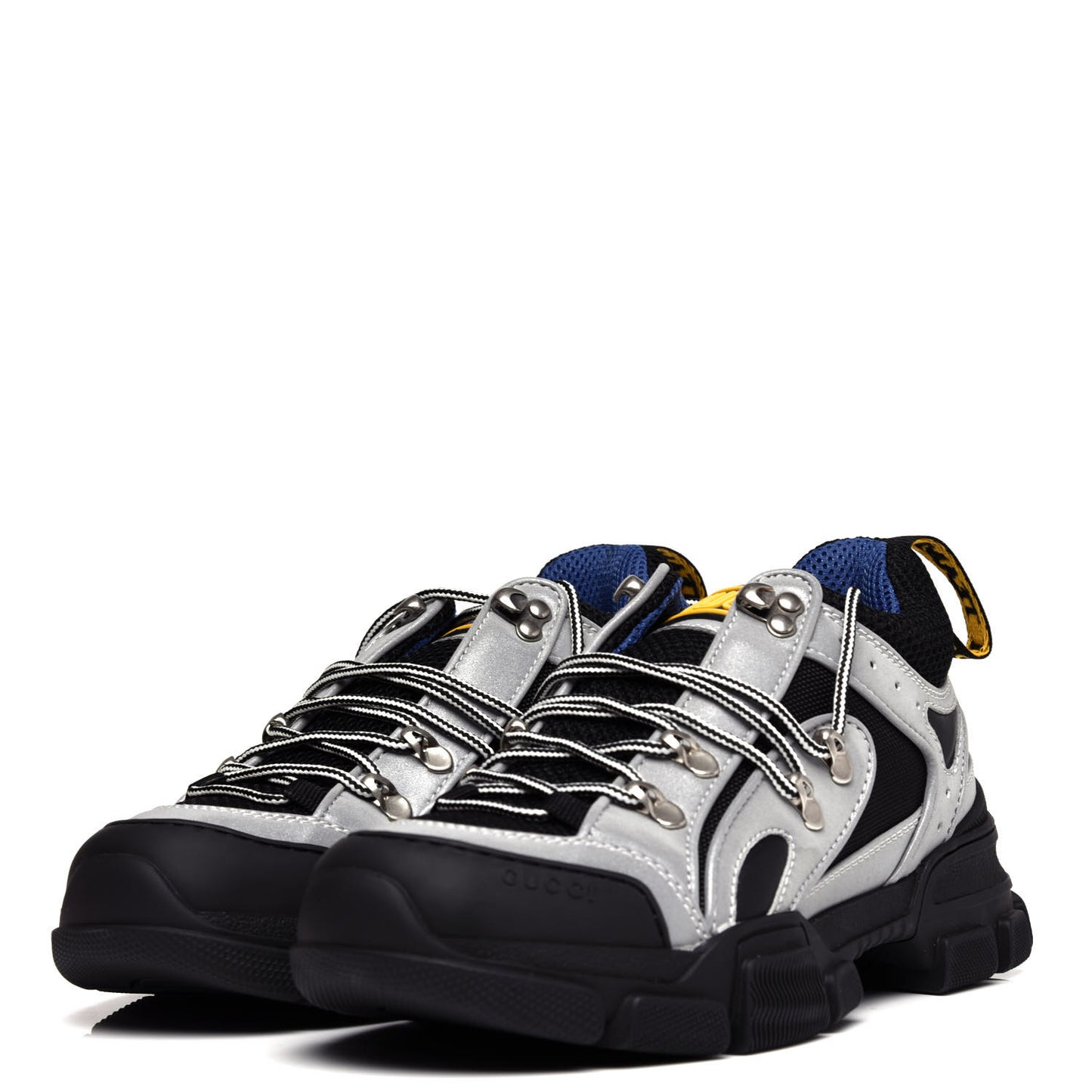 X SEGA Mesh Technical Canvas Calfskin Reflective Mens Flashtrek Sneakers 5 Silver Black