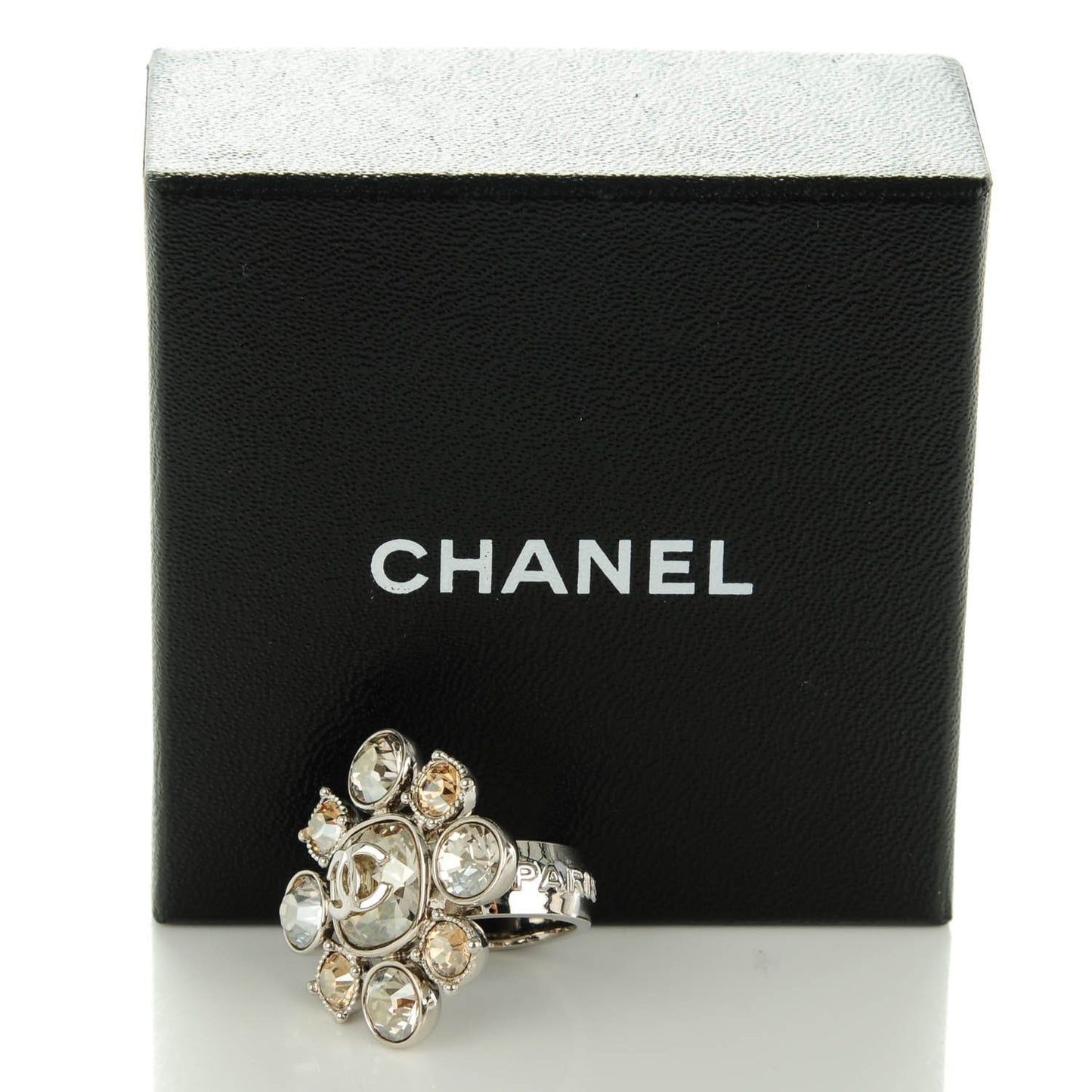 Crystal CC Ring 6.75 Silver
