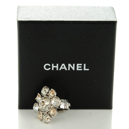 Chanel Crystal CC Ring 6.75 Silver 6 of 6