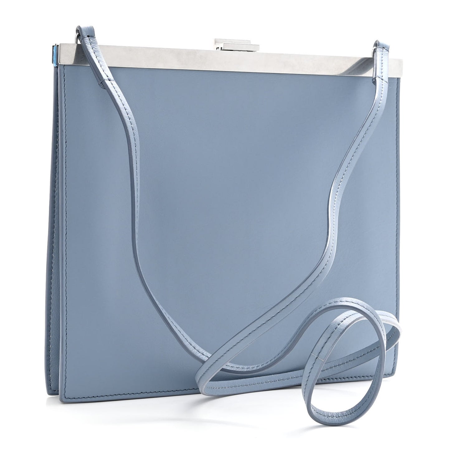 Smooth Calfskin Mini Clasp Bag Medium Blue