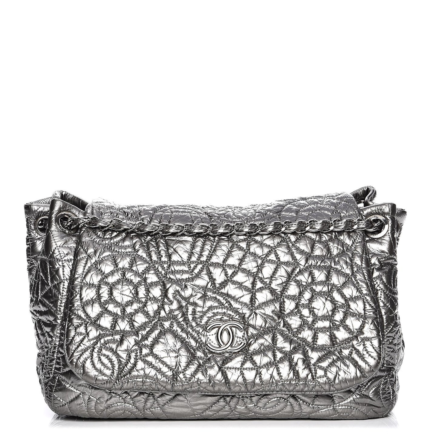 Vinyl Graphic Edge Accordion Flap Bag Silver
