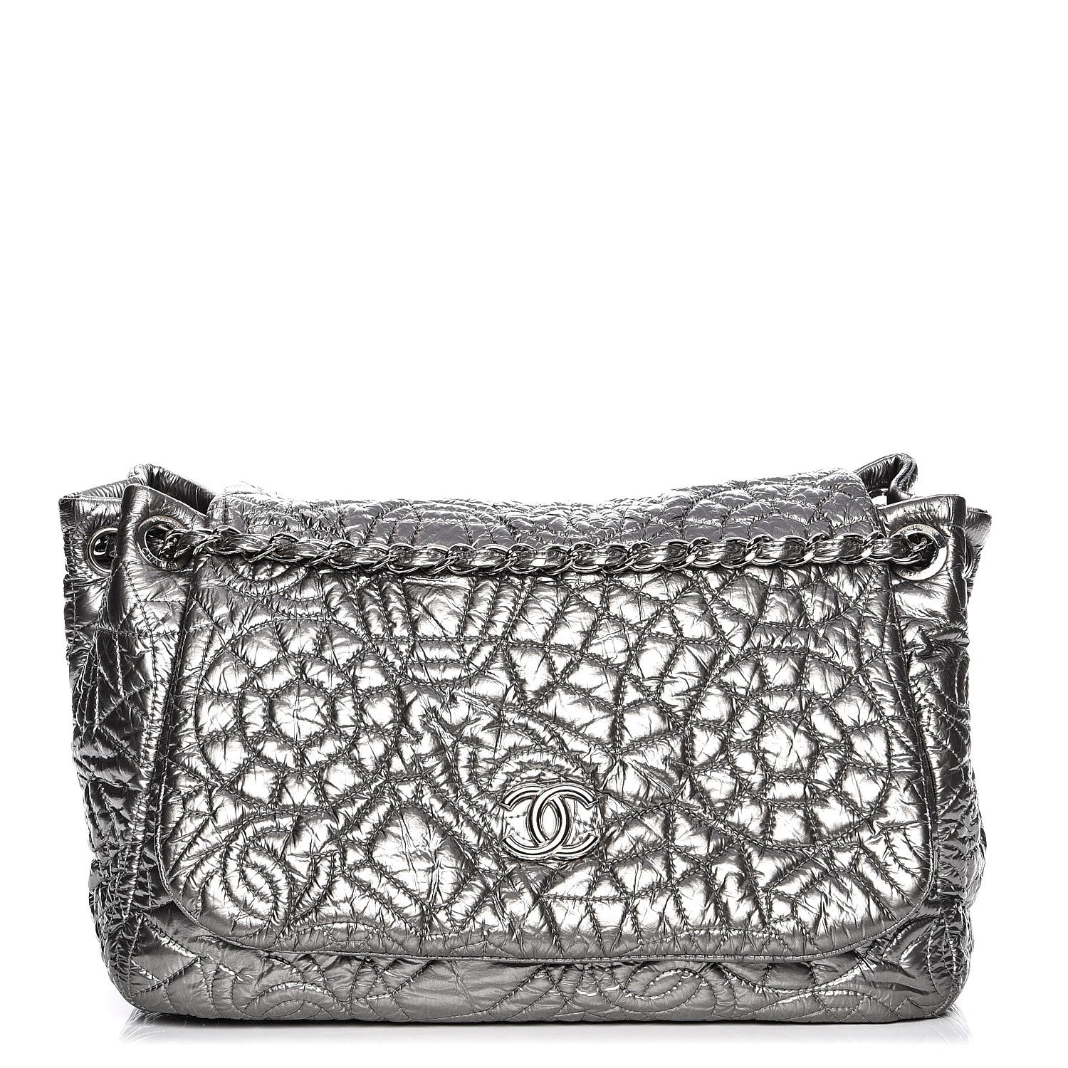 Chanel Vinyl Graphic Edge Accordion Flap Bag Silver 1 of 8