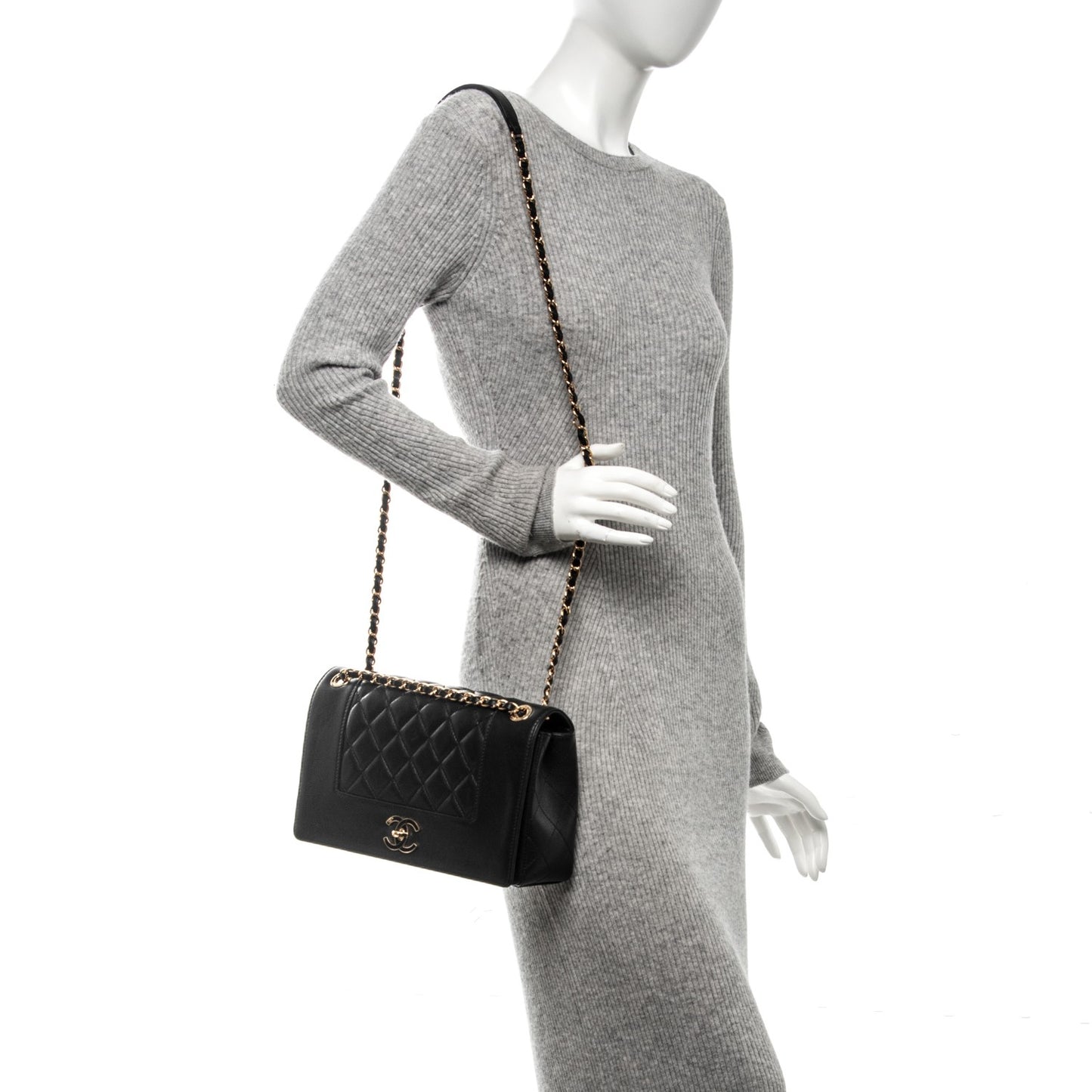 Sheepskin Quilted Vintage Mademoiselle Flap Black