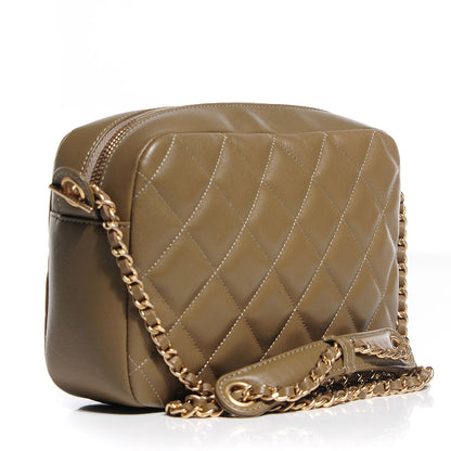 Chanel Lambskin Diamond CC Small Camera Case Khaki Clair 3 of 9
