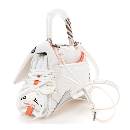 Balenciaga Faux Calfskin Fabric Glow In The Dark Small Sneakerhead Top Handle Bag White Orange 3 of 10