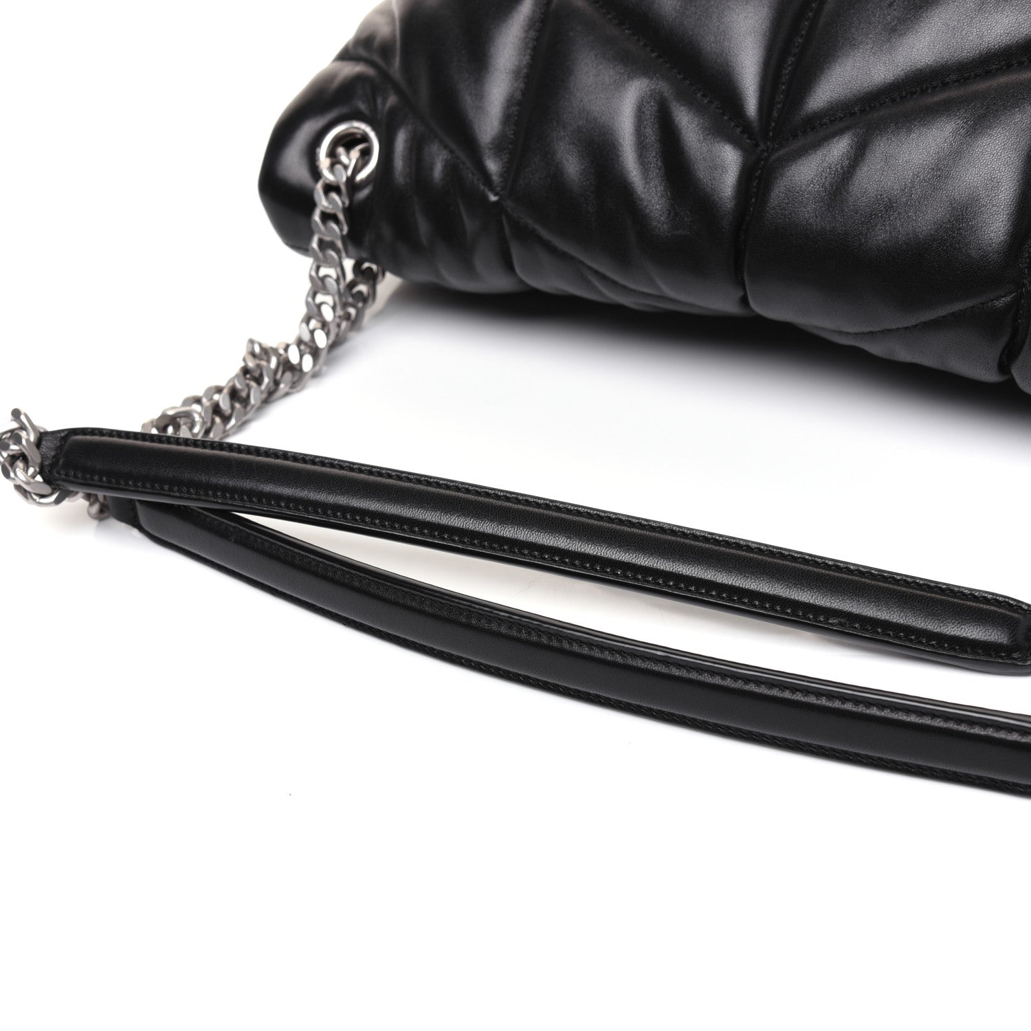 Saint Laurent Lambskin Quilted Medium Loulou Puffer Monogram Chain Satchel Black 23 of 23