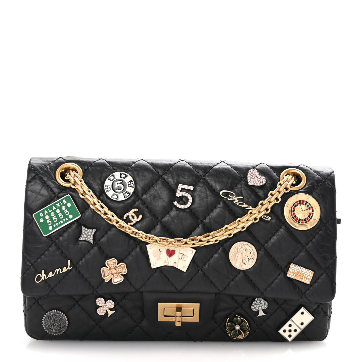 Aged Calfskin Quilted Casino 2.55 Reissue 225 Flap Black