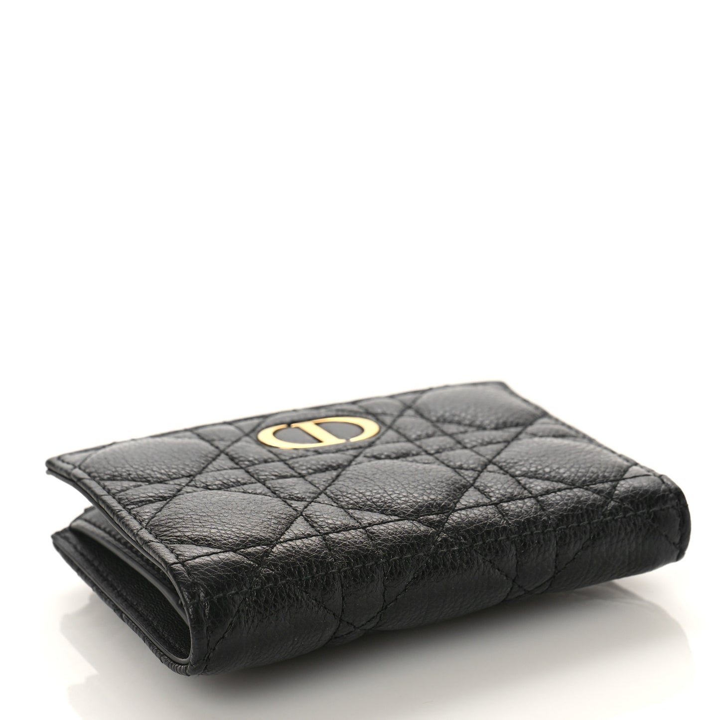 Grained Calfskin Supple Cannage Caro Dahlia Wallet Black