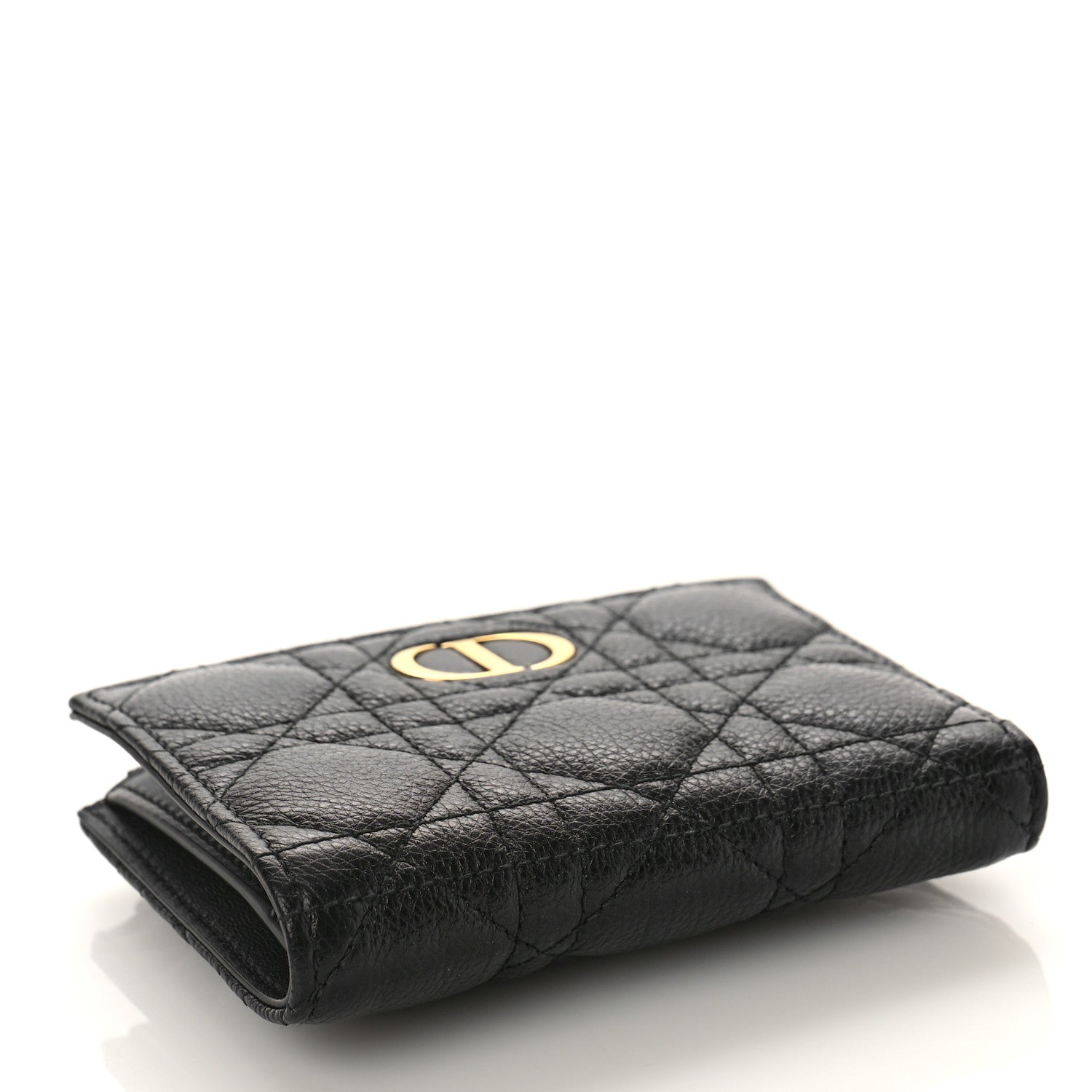 Christian Dior Grained Calfskin Supple Cannage Caro Dahlia Wallet Black 4 of 8