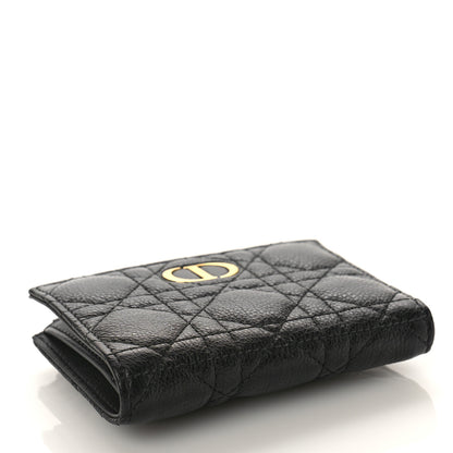 Christian Dior Grained Calfskin Supple Cannage Caro Dahlia Wallet Black 4 of 8